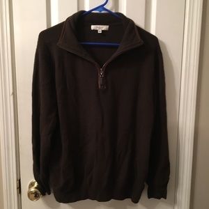BROWN 1/3 Zip-Up Turnbury Sweater Size M